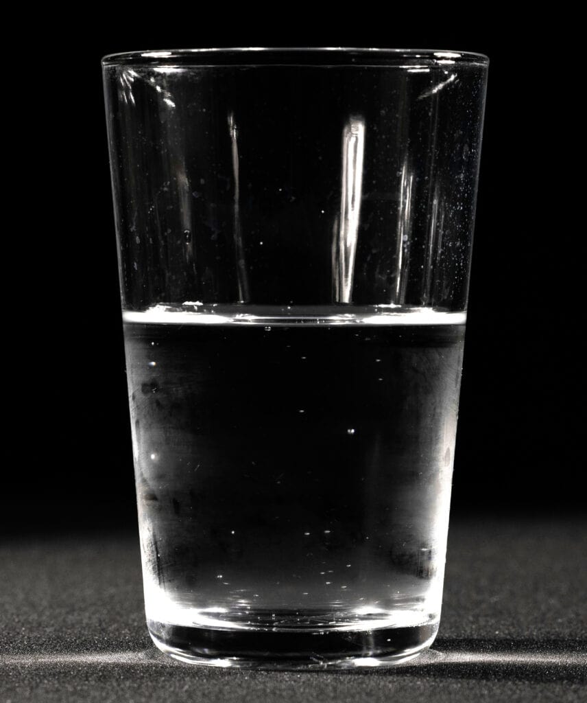 Glass half-full of water